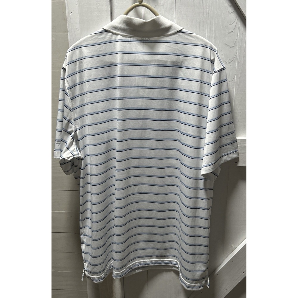 Walter Hagen Polo Golf Shirt Men's XXL 11 Majors Short Sleeve White Blue Stripe - Picture 3 of 9